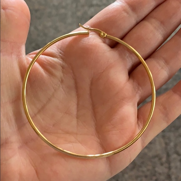 Stainless steel Large Hoop Earrings 3 Inches - Picture 4 of 5